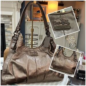 COACH Madison Maggie Shoulder Bag in Metallic Antiqued Bronze, GUC